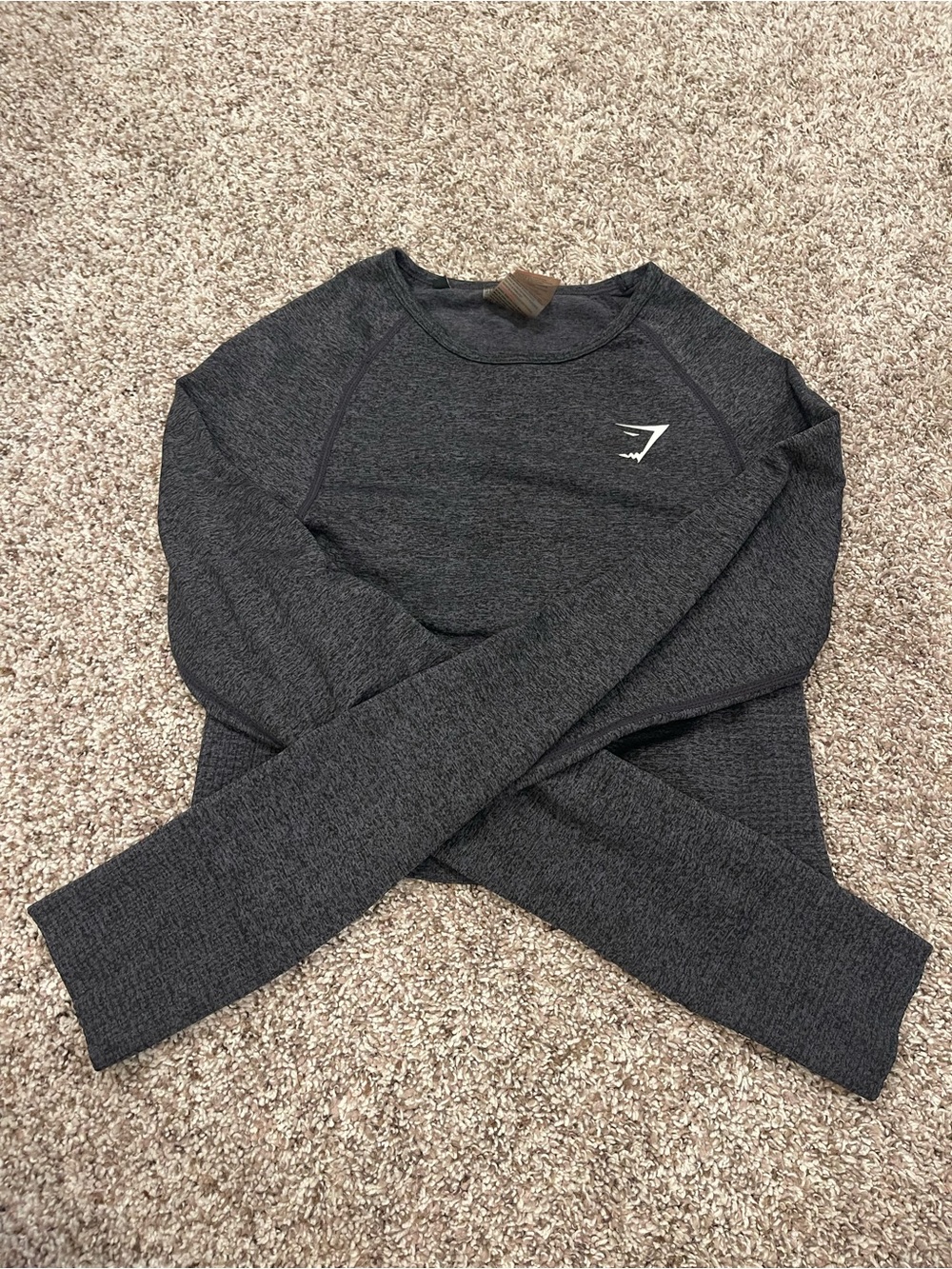 Gymshark Grey Cropped Longsleeve Top Size Medium